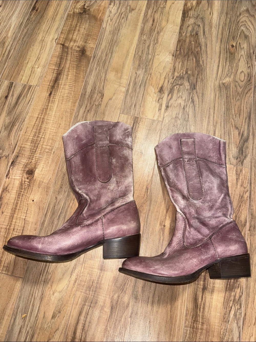 Women’s distressed Purpley leather Western Mid-Calf Boots